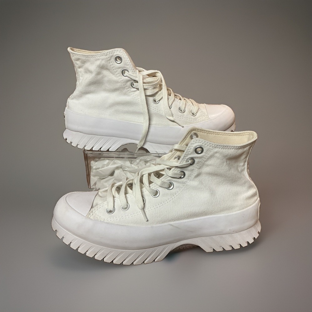 Converse Chuck Taylor All Star Lugged High White Platform Shoes Size W10-M8